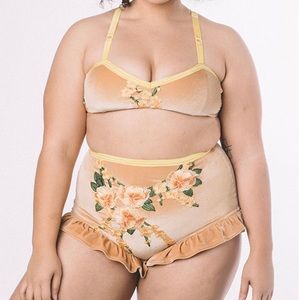 Solstice Intimates bralette velvet flower embroidered